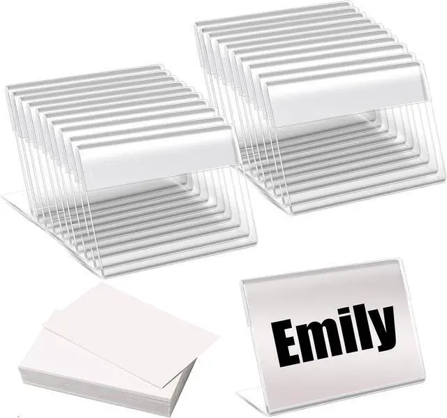 Main image of 20 Pcs 3.5'' x 2.5'' Clear Card Display Stands with Blank Labels
