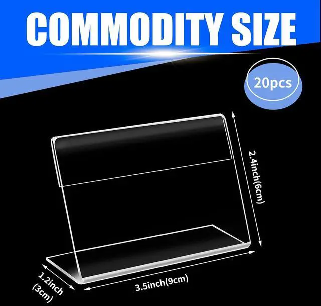 Alt view image 3 of 7 - 20 Pcs 3.5'' x 2.5'' Clear Card Display Stands with Blank Labels