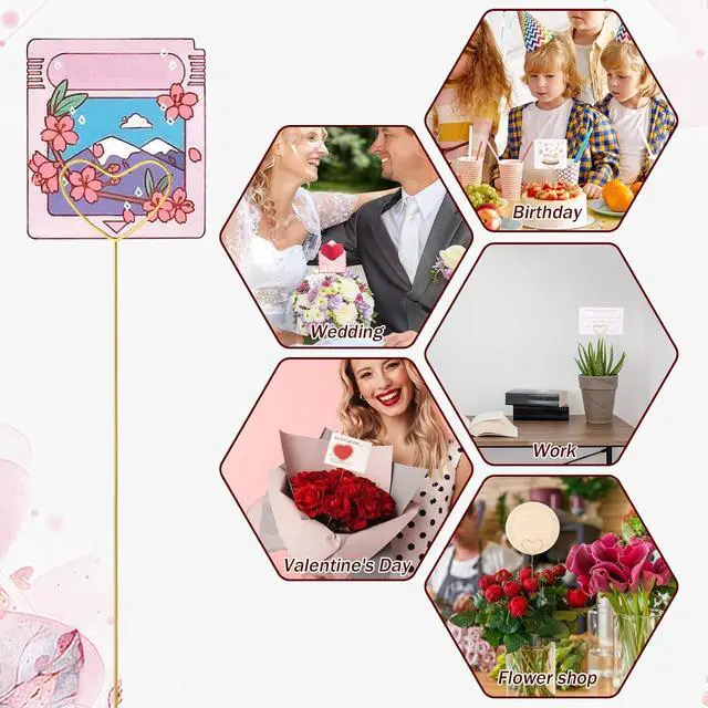 Alt view image 4 of 7 - KALIONE 20Pcs Metal Floral Place Card Holder, Heart Shape Flower Pick Clips Table Number Holders, Gold Metal Card Picture Pick, Floral Gift Card Clips for Wedding Party Favor