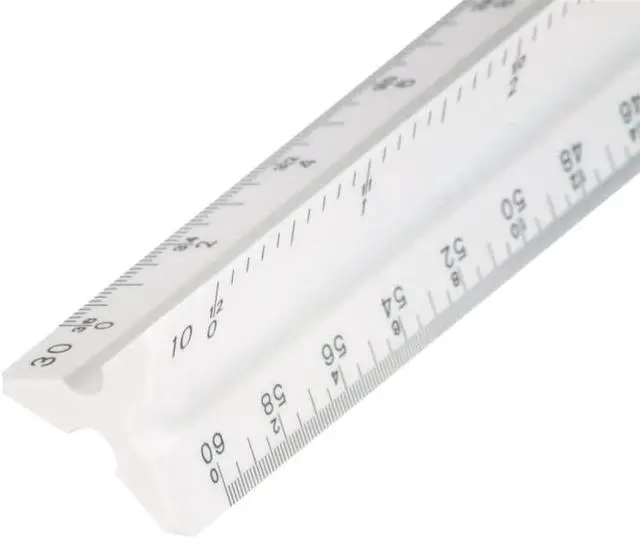 Alt view image 2 of 4 - STAEDTLER 12in Engineer Scale Ruler - Triangular Engineering Ruler with 6 Scales(10-60 Parts/Inch), Color-Coded Grooves, Plastic