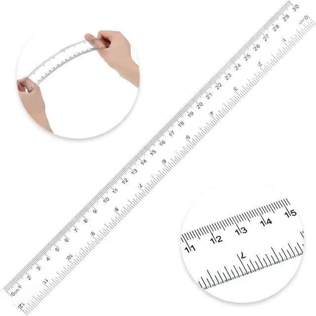 Alt view image 3 of 7 - Koogel 40 Packs Clear Plastic Ruler, 12 Inch, Plastic Measuring Tool with Centimeter and Millimeter, Shatterproof Metric Clear Rulers Bulk for Kids, Back to School, Classroom, School, Office, Home