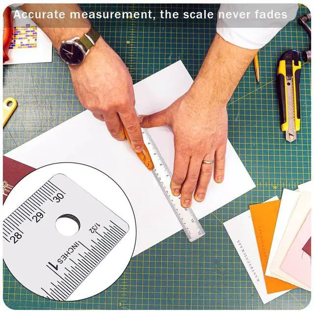 Alt view image 7 of 7 - Metal Ruler 6 Inch 12 Inch Stainless Steel Metal Ruler with Cork Backing, Non-Slip Rulers with Inch and Centimeters, Straight Edge Cork Base Rulers for Student School Office Drafting Tools