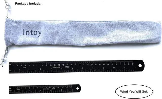 Alt view image 6 of 6 - Metal Ruler Kit 12 Inch and 6 Inch, Stainless Steel Rulers with Centimeters, Millimeters, Inches and Conversion Table for Office and School, Easy to Read Metric Rule Set, 2 Pack