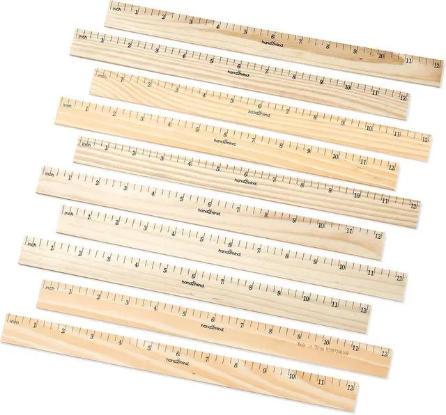 Main image of hand2mind 12 inch Wood Rulers with 1/4 Divisions, Pack of 10