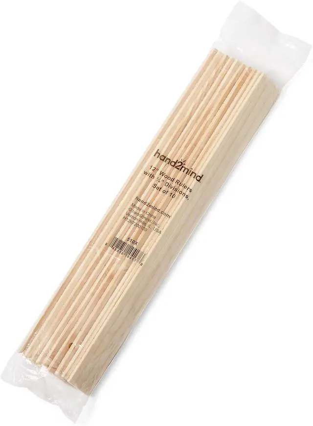 Alt view image 3 of 5 - hand2mind 12 inch Wood Rulers with 1/4 Divisions, Pack of 10