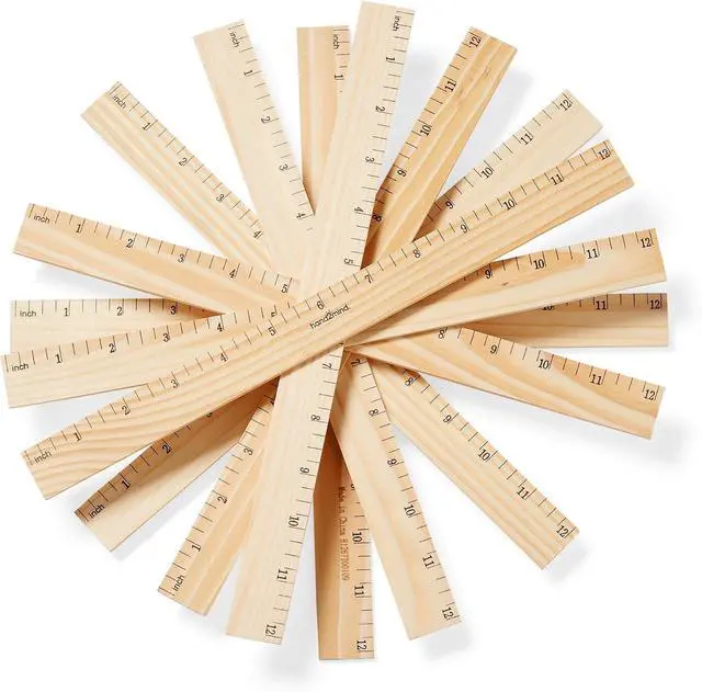Alt view image 4 of 5 - hand2mind 12 inch Wood Rulers with 1/4 Divisions, Pack of 10