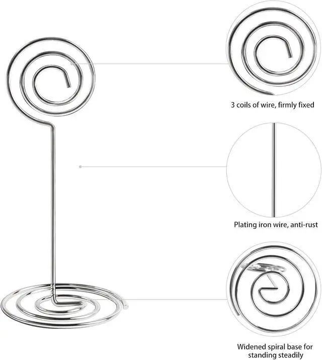 Alt view image 6 of 7 - 26 PCS Table Number Holder - Table Card Holder Stand Wire Photo Holder with 26 Pcs Floral Table Number Cards, Place Card Holder Stand for Weddings Party Office Paper Memo Menu Note Clips