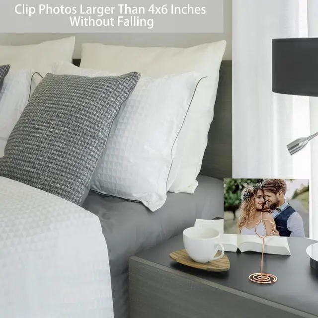 Alt view image 4 of 7 - 26 PCS Table Number Holder - Table Card Holder Stand Wire Photo Holder with 26 Pcs Floral Table Number Cards, Place Card Holder Stand for Weddings Party Office Paper Memo Menu Note Clips