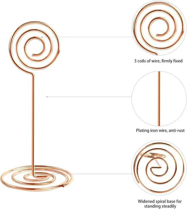 Alt view image 6 of 7 - 26 PCS Table Number Holder - Table Card Holder Stand Wire Photo Holder with 26 Pcs Floral Table Number Cards, Place Card Holder Stand for Weddings Party Office Paper Memo Menu Note Clips