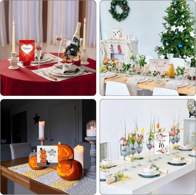 Alt view image 6 of 7 - 26 PCS Table Number Holder - Table Card Holder Stand Wire Photo Holder with 26 Pcs Floral Table Number Cards, Place Card Holder Stand for Weddings Party Office Paper Memo Menu Note Clips