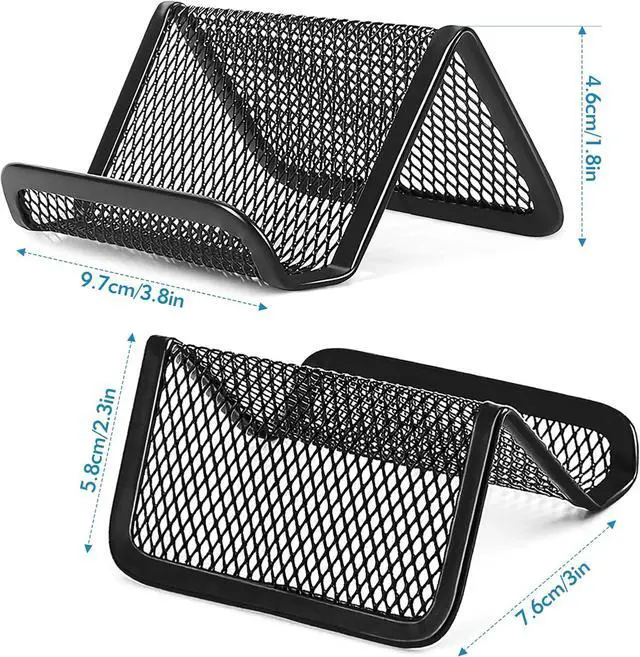 Alt view image 2 of 7 - 2 Pcs Black Business Card Holder Desk, Wire Mesh Business Card Holder Display, Desktop Business Card Stand, Metal Business Card Display Holder for real estate, Office, Tradeshow, Bar (2)