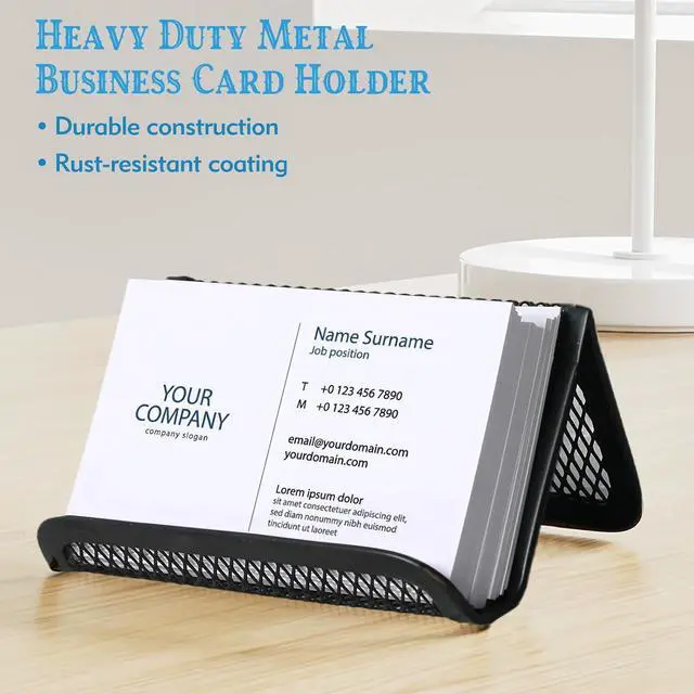 Alt view image 7 of 7 - 2 Pcs Black Business Card Holder Desk, Wire Mesh Business Card Holder Display, Desktop Business Card Stand, Metal Business Card Display Holder for real estate, Office, Tradeshow, Bar (2)