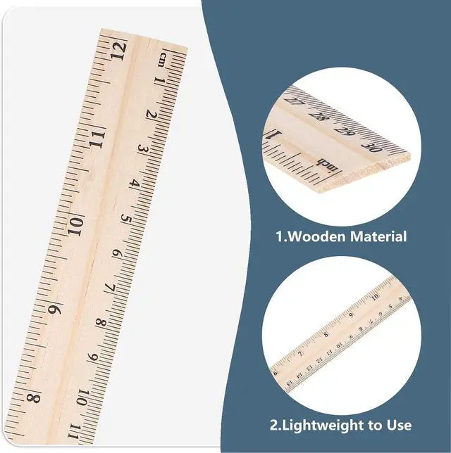 Alt view image 4 of 7 - 40 Pack Wooden Rulers, 12 Inch/30 cm, Double-Sided for Classroom