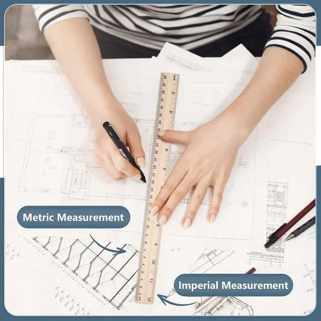Alt view image 5 of 7 - 40 Pack Wooden Rulers, 12 Inch/30 cm, Double-Sided for Classroom