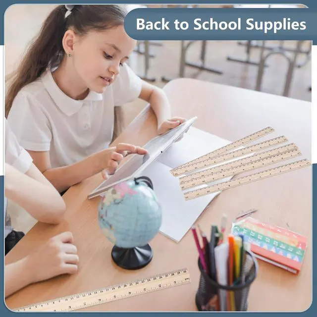 Alt view image 6 of 7 - 40 Pack Wooden Rulers, 12 Inch/30 cm, Double-Sided for Classroom