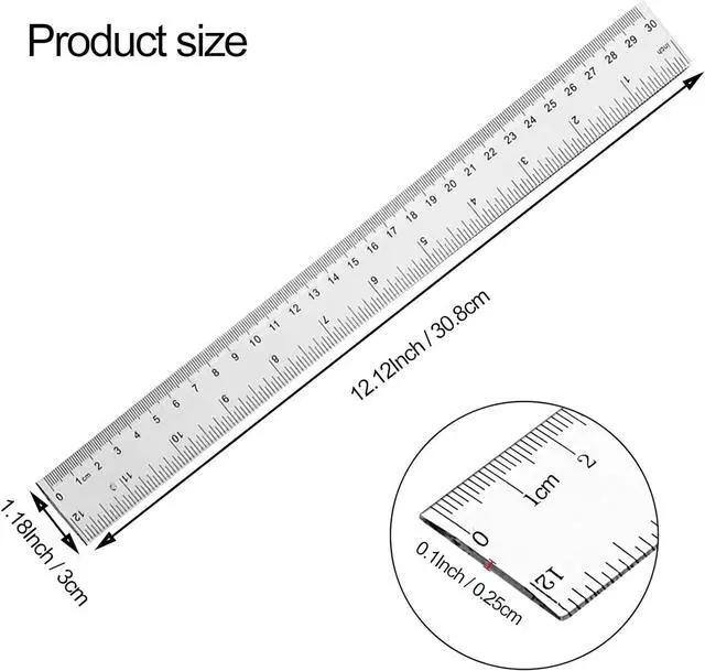 Alt view image 3 of 7 - YouOKLight Plastic Ruler 30cm, Clear Ruler,Transparent Ruler 12 inch,Metric Ruler,Ruler 30cm for School,Transparent Straight rulers for Kids,and Office use,Drafting Tools,Measuring Tools,Pack of 2.