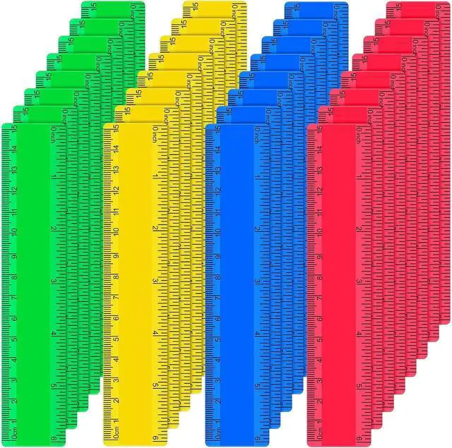 Main image of 32 Pcs 6 Inch Small Rulers Bulk Plastic Mini Ruler for Kid Classroom School