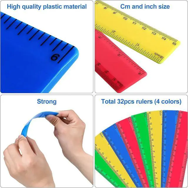 Alt view image 4 of 7 - 32 Pcs 6 Inch Small Rulers Bulk Plastic Mini Ruler for Kid Classroom School