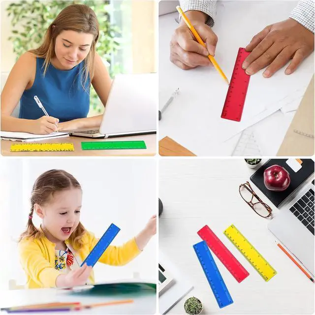 Alt view image 7 of 7 - 32 Pcs 6 Inch Small Rulers Bulk Plastic Mini Ruler for Kid Classroom School