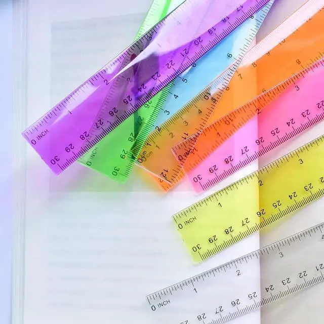 Alt view image 2 of 6 - Color Clear Ruler Plastic Rulers - Ruler 12 inch, Kids Ruler for School