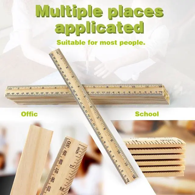 Alt view image 3 of 7 - ZZTX 3 Pack Wooden Ruler 12 Inch30 cm)