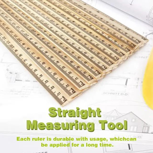 Alt view image 4 of 7 - ZZTX 3 Pack Wooden Ruler 12 Inch30 cm)