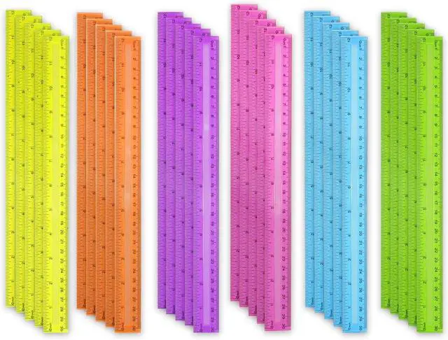 Alt view image 2 of 5 - 30 Pack Clear Plastic Rulers 12 Inch, Transparent Bulk Rulers for Classroom