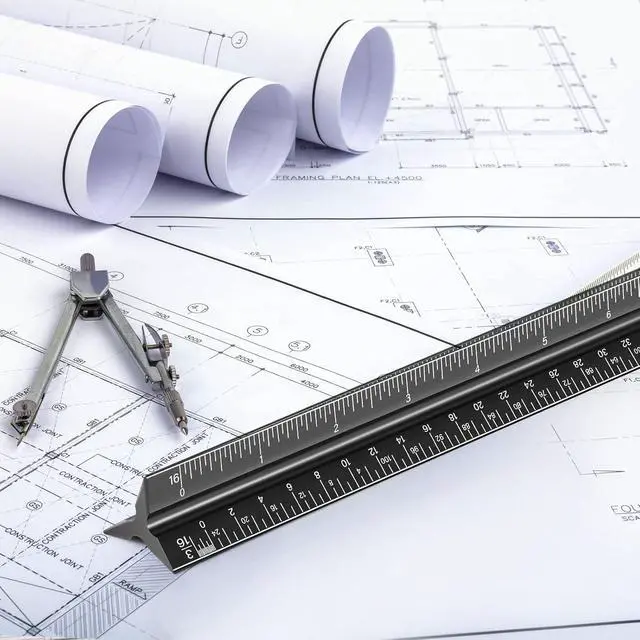 Alt view image 6 of 7 - Engineering Architectural Scale Ruler for Blueprints, Metric Metal Ruler