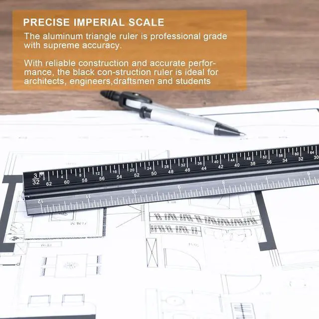 Alt view image 7 of 7 - Engineering Architectural Scale Ruler for Blueprints, Metric Metal Ruler
