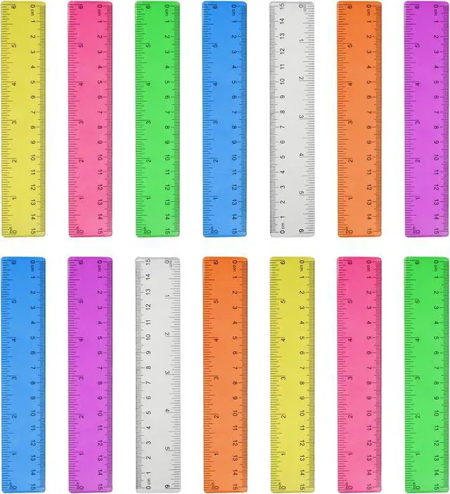 Main image of 14 Pack 6 Inch Rulers for Kids, 7 Assorted Colors Small Ruler