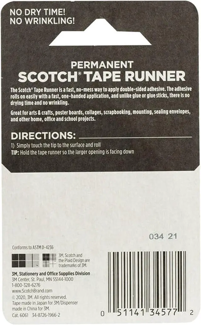 Alt view image 7 of 7 - Scotch Double Sided Tape Runner, 0.27 in x 26 ft., Perfect for Holiday Crafts, Gifts, and DIY, 1-Pack