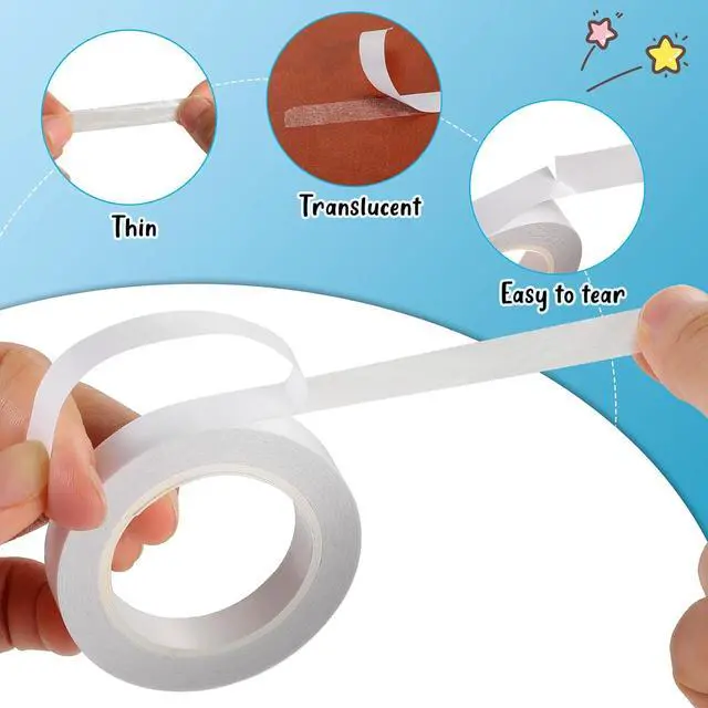 Alt view image 3 of 7 - 9 Rolls Double Sided Tape for Crafts, Strong Double-Sided Tape, Scrapbook Tape, Double-Sided Adhesive Tape for Arts, Card Making, Scrapbooking Supplies, Gift Wrapping (0.4 in X 26.25Ft)