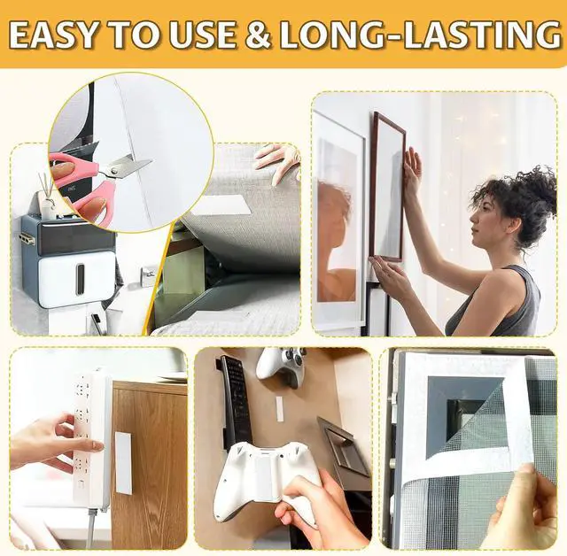 Alt view image 6 of 7 - 32 Ft × 1 Inch Hook and Loop Strips with Adhesive, Nylon, 2 Rolls White