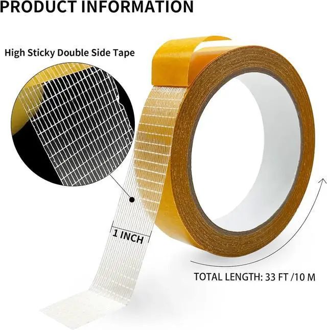 Alt view image 2 of 7 - Birllaid Fabric Tape Multifunctional Double Sided Tape,Clear Tape for Clothes,Double Stick Carpet Tape Heavy Duty 1inchx33FT10m High Stickness Strong 2 Sided Tape