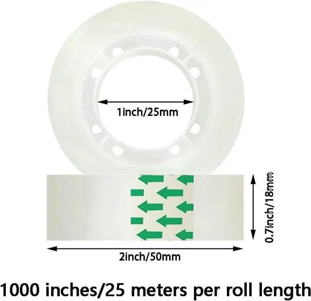 Alt view image 2 of 6 - 6 Rolls Transparent Tape Refills Rolls, Clear Tape, 3/4 x 1000 in, 1 in Core Gift Wrapping Tape for Office, Home, School