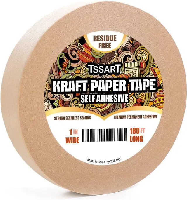 Main image of Kraft Paper Tape K49 - Self Adhesive Brown Frame Backing Tape Packing Tape with Oxidation Resistance for Picture Framing, Masking, Sealing and Packaging Use - 1inch Wide 180FT Long