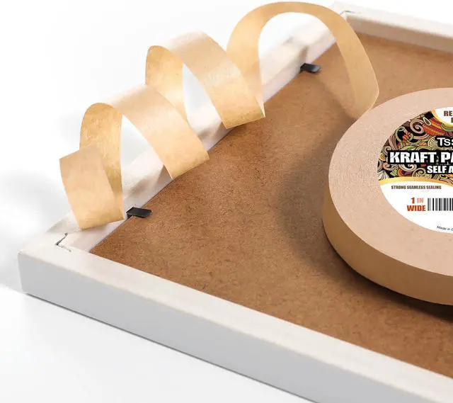 Alt view image 3 of 7 - Kraft Paper Tape K49 - Self Adhesive Brown Frame Backing Tape Packing Tape with Oxidation Resistance for Picture Framing, Masking, Sealing and Packaging Use - 1inch Wide 180FT Long
