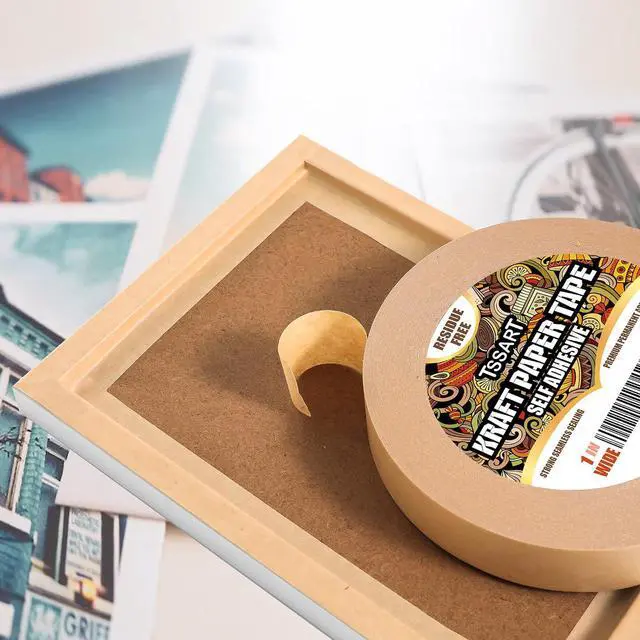 Alt view image 4 of 7 - Kraft Paper Tape K49 - Self Adhesive Brown Frame Backing Tape Packing Tape with Oxidation Resistance for Picture Framing, Masking, Sealing and Packaging Use - 1inch Wide 180FT Long