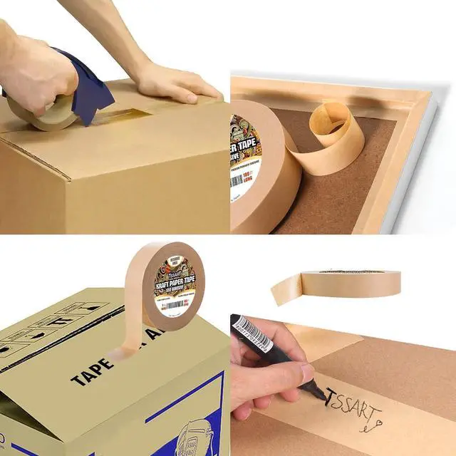 Alt view image 6 of 7 - Kraft Paper Tape K49 - Self Adhesive Brown Frame Backing Tape Packing Tape with Oxidation Resistance for Picture Framing, Masking, Sealing and Packaging Use - 1inch Wide 180FT Long