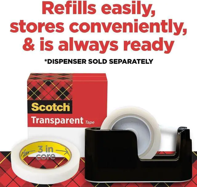 Alt view image 7 of 7 - Scotch Brand Transparent Tape, 3/4 x 2592 Inches, 3 Inch Core, 2 Rolls