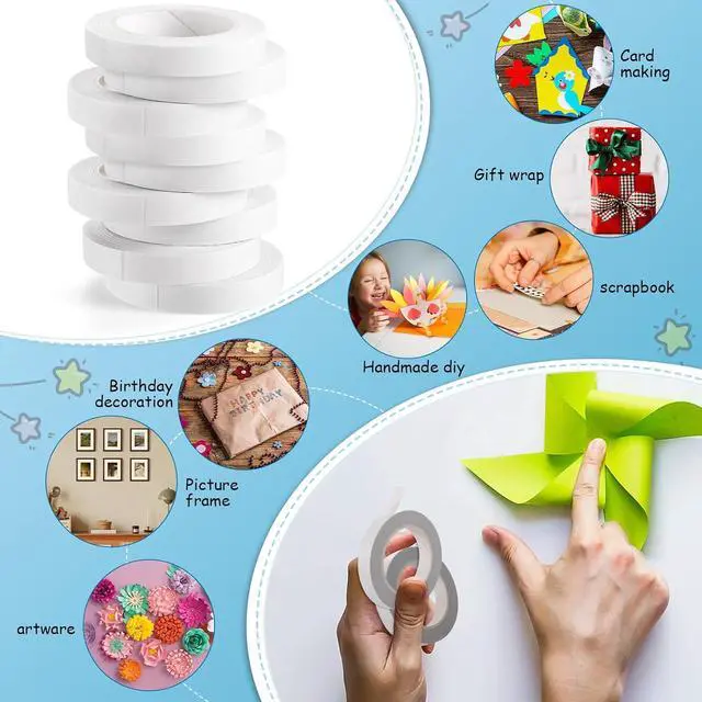 Alt view image 5 of 7 - 9 Rolls Double Sided Tape for Crafts, Strong Double-Sided Tape, Scrapbook Tape, Double-Sided Adhesive Tape for Arts, Card Making, Scrapbooking Supplies, Gift Wrapping (0.4 in X 26.25Ft)