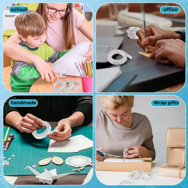 Alt view image 6 of 7 - 9 Rolls Double Sided Tape for Crafts, Strong Double-Sided Tape, Scrapbook Tape, Double-Sided Adhesive Tape for Arts, Card Making, Scrapbooking Supplies, Gift Wrapping (0.4 in X 26.25Ft)