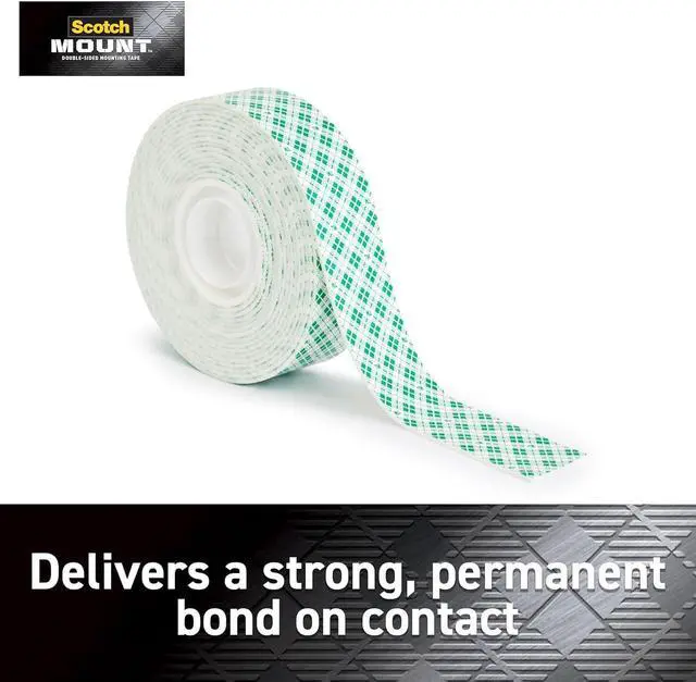 Alt view image 2 of 7 - Scotch-Mount Indoor Double-Sided Mounting White Tape, 1 in x 125 in (10.4 ft), Features 3M Industrial Strength Adhesive, No Mess or Tools (314H-MED) (Pack of 2)