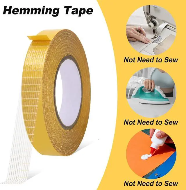 Alt view image 2 of 7 - 4 Pack 0.5 in x 33FT/10mDouble Sided Fabric Tape Heavy Duty for HemFashion Dress, Cloth CurtainsHigh Adhesive Sticky but Removable and Residue Free, No Sewing or Ironing NeedMultipurpose,