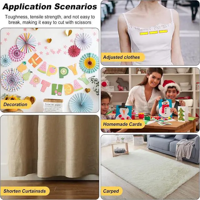 Alt view image 6 of 7 - 4 Pack 0.5 in x 33FT/10mDouble Sided Fabric Tape Heavy Duty for HemFashion Dress, Cloth CurtainsHigh Adhesive Sticky but Removable and Residue Free, No Sewing or Ironing NeedMultipurpose,