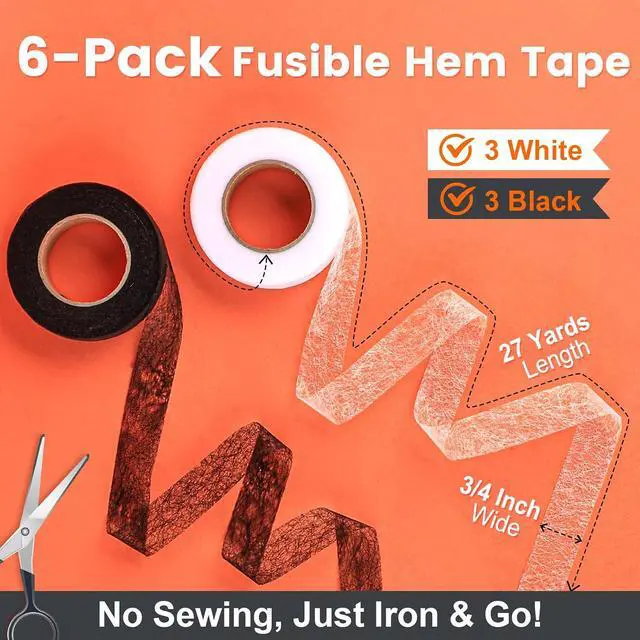 Alt view image 2 of 6 - TEAWOO 6 Rolls Hemming Tape with Portable Iron, Iron-On Hem Tape