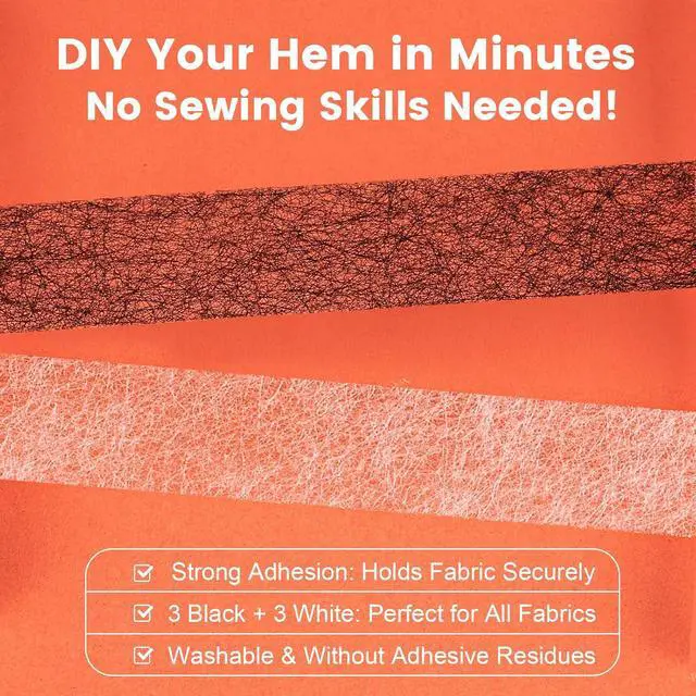 Alt view image 3 of 6 - TEAWOO 6 Rolls Hemming Tape with Portable Iron, Iron-On Hem Tape