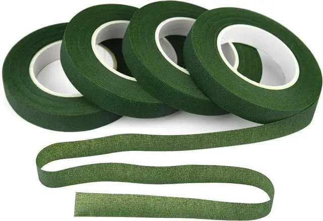 Main image of KUUQA 4 Rolls 1/2" Wide Dark Green Floral Tapes for Bouquet Stem Wrapping and Floral Crafts,Wedding Bouquet