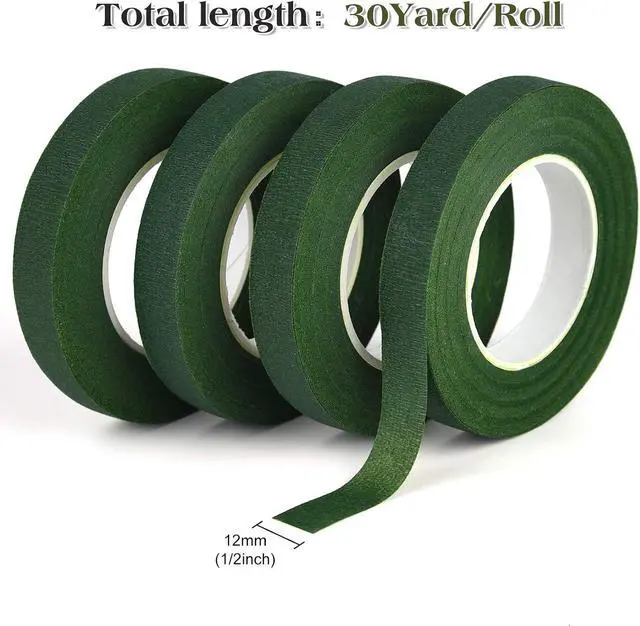 Alt view image 2 of 6 - KUUQA 4 Rolls 1/2" Wide Dark Green Floral Tapes for Bouquet Stem Wrapping and Floral Crafts,Wedding Bouquet