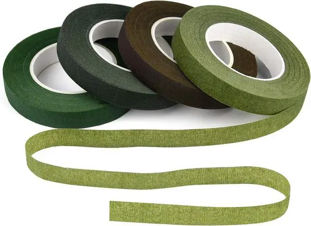 Main image of KUUQA 4 Rolls 1/2" Wide Floral Tapes for Bouquet Stem Wrapping and Floral Crafts,Wedding Bouquet,Dark Green,Light Green,Grass Green,Dark Brown